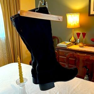 Madden Girl Black suede boots Low heel Sz 10.5